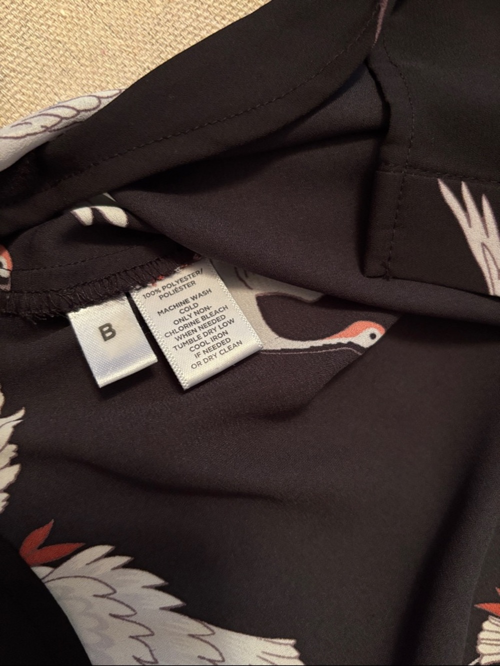 LOFT Black Crane Print Button-Down Blouse - Picture 5 of 7